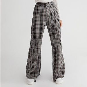 Free People Plaid Jules Pant Grey Combo Size 0